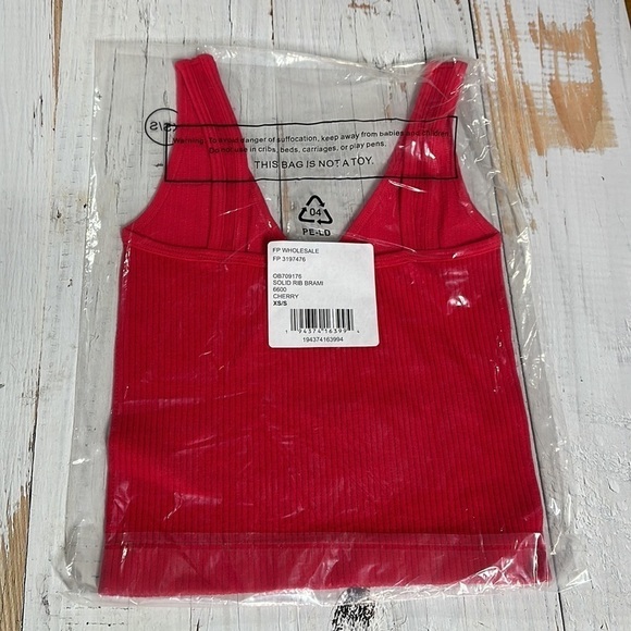 Free People Solid Rib Brami Cherry Size XS/Small - Picture 4 of 6